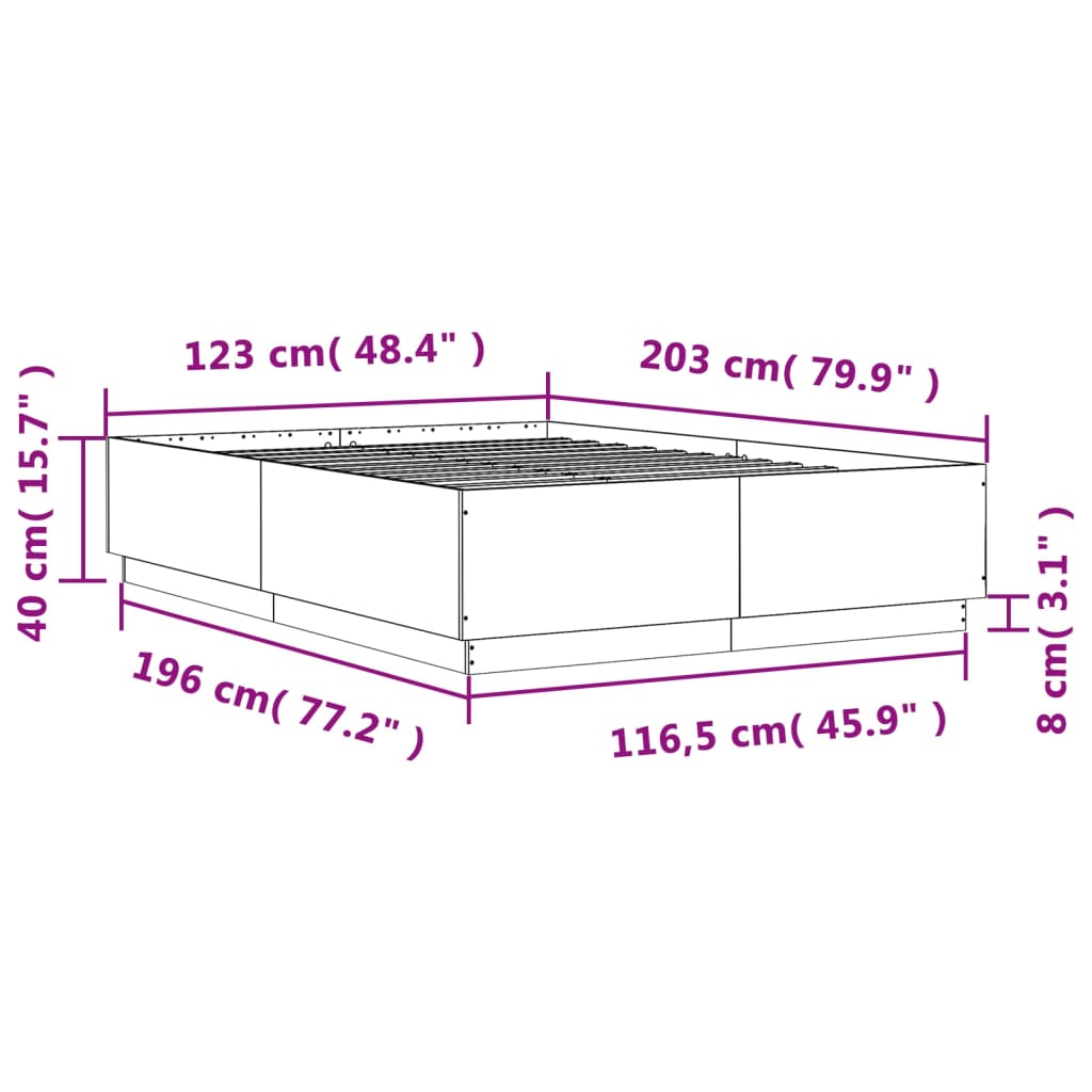 Cadre de lit sans matelas sonoma gris 120x200 cm - XIOS