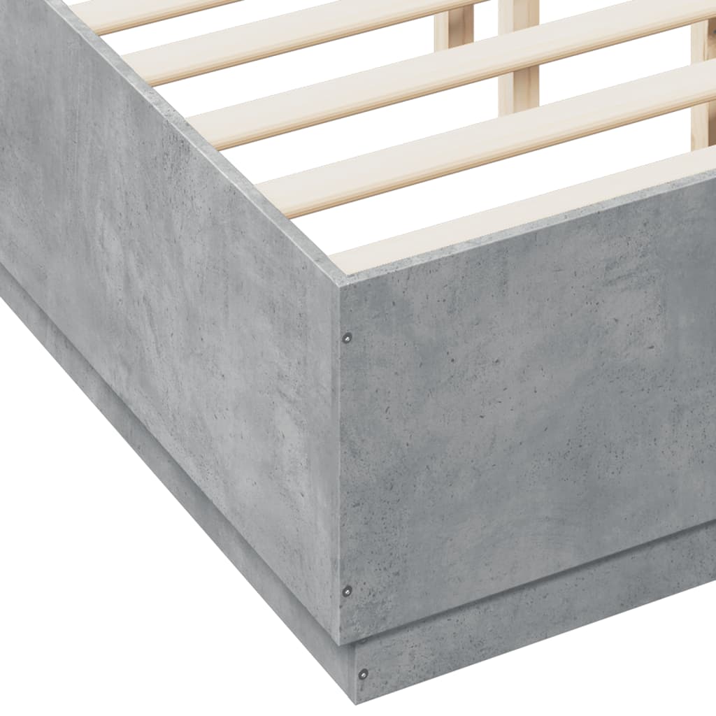 Cadre de lit sans matelas gris béton 140x190 cm - XIOS