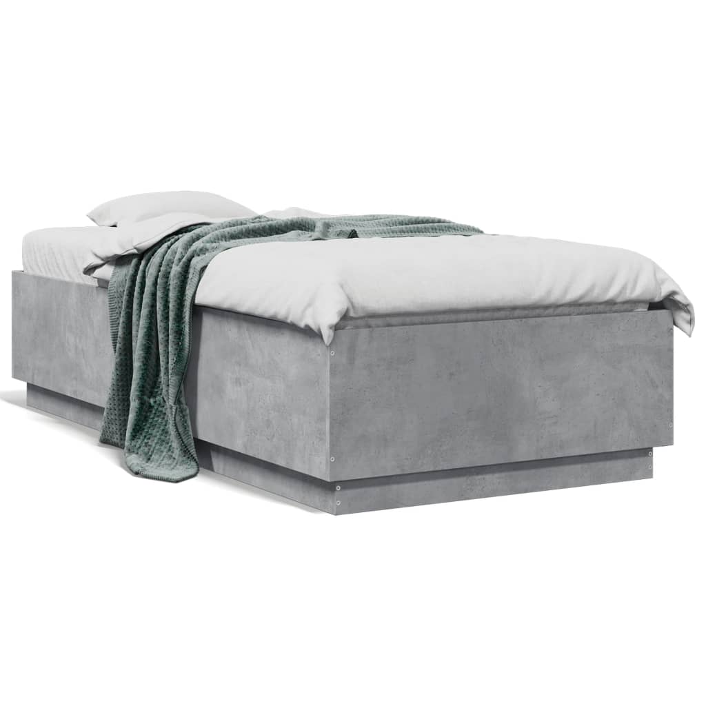 Cadre de lit sans matelas gris béton 75x190 cm - XIOS