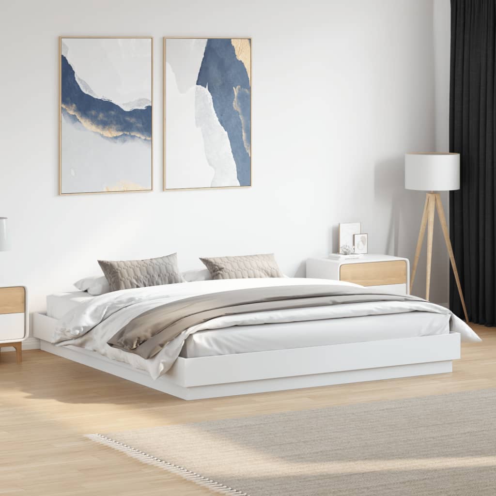 Cadre de lit avec LED sans matelas blanc 200x200 cm - XIOS