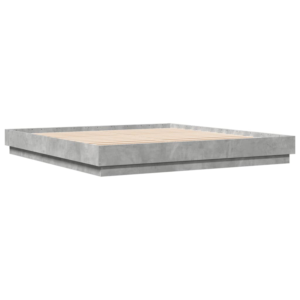 Cadre de lit avec LED sans matelas gris béton 200x200 cm - XIOS