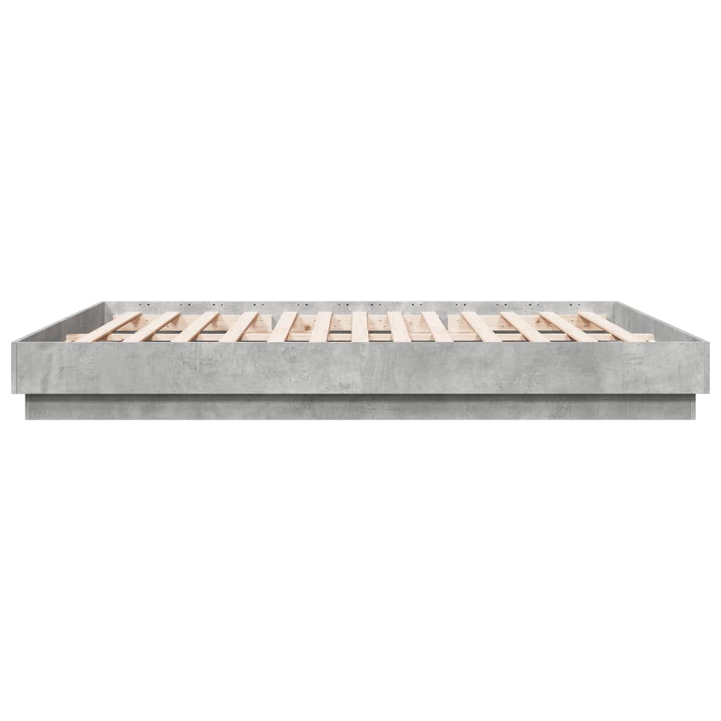 Cadre de lit avec LED sans matelas gris béton 200x200 cm - XIOS