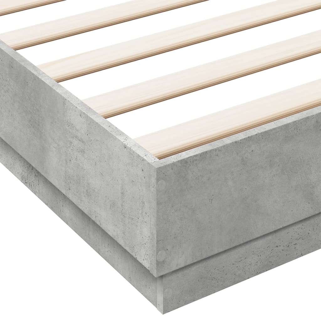 Cadre de lit avec LED sans matelas gris béton 200x200 cm - XIOS