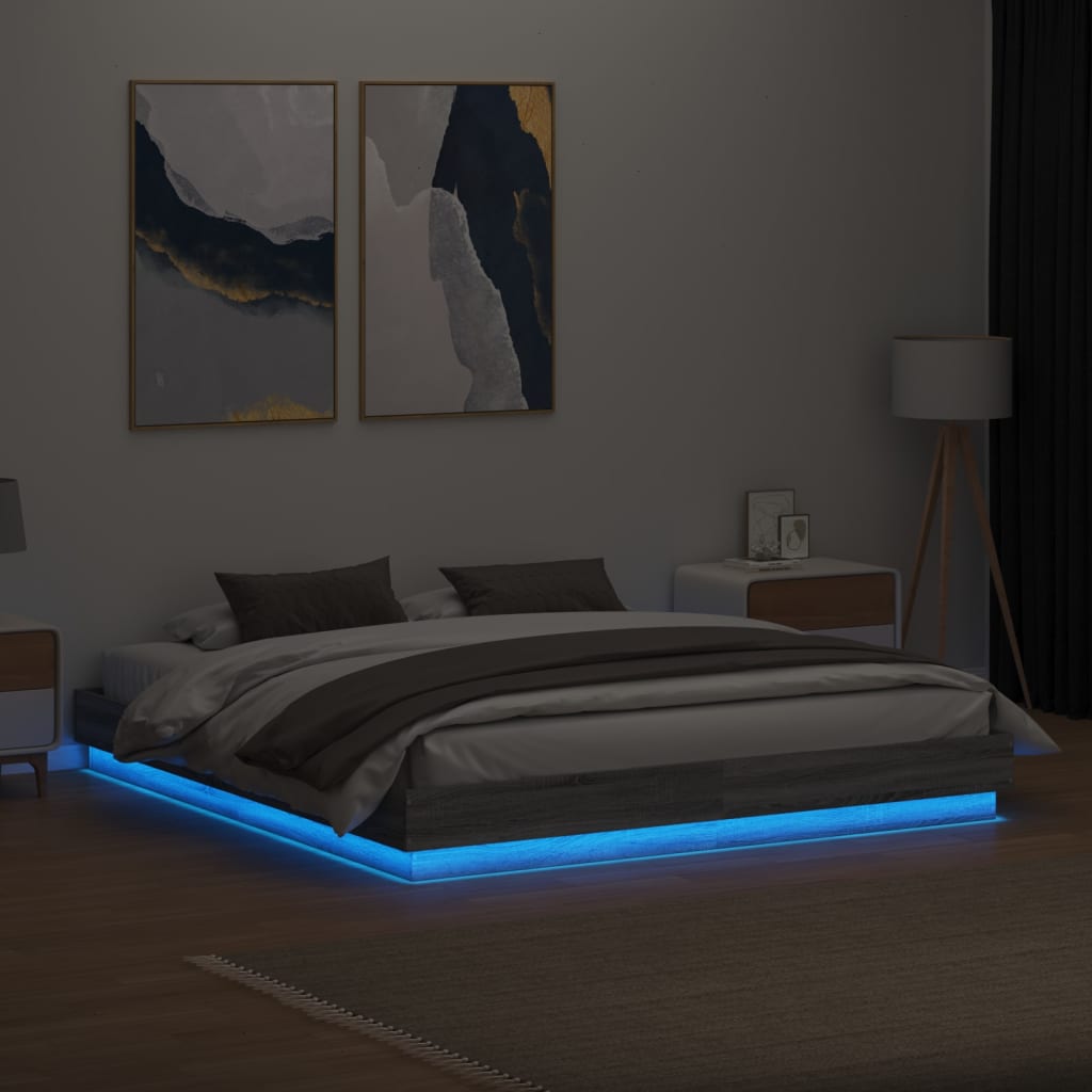 Cadre de lit avec LED sans matelas sonoma gris 180x200 cm - XIOS
