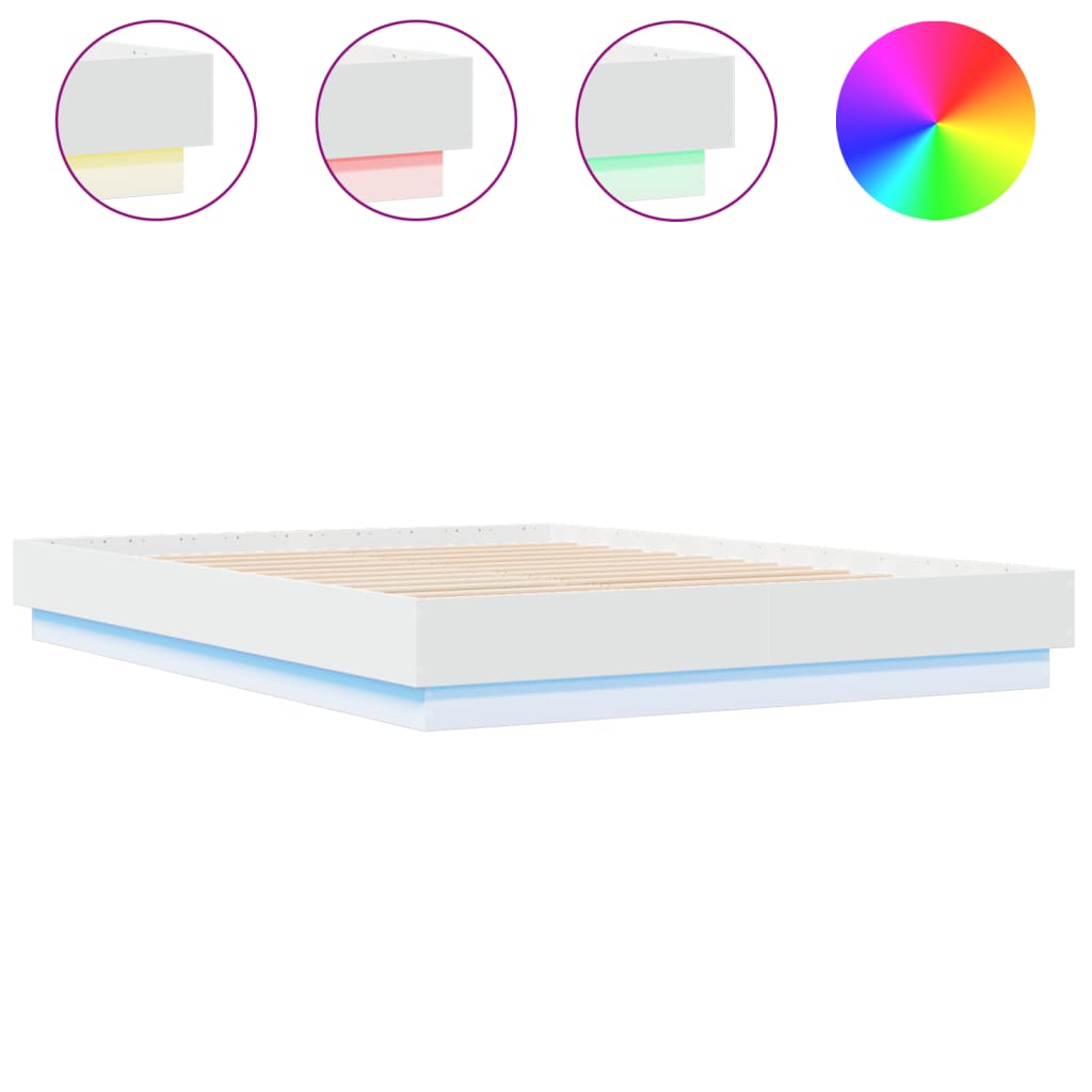 Cadre de lit avec LED sans matelas blanc 160x200 cm - XIOS