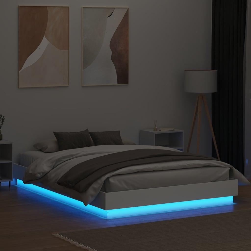 Cadre de lit avec LED sans matelas blanc 160x200 cm - XIOS