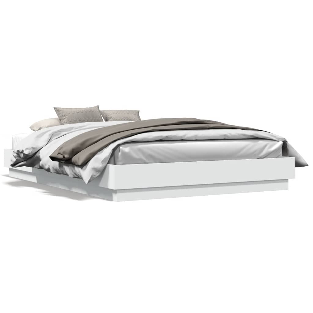 Cadre de lit avec LED sans matelas blanc 160x200 cm - XIOS