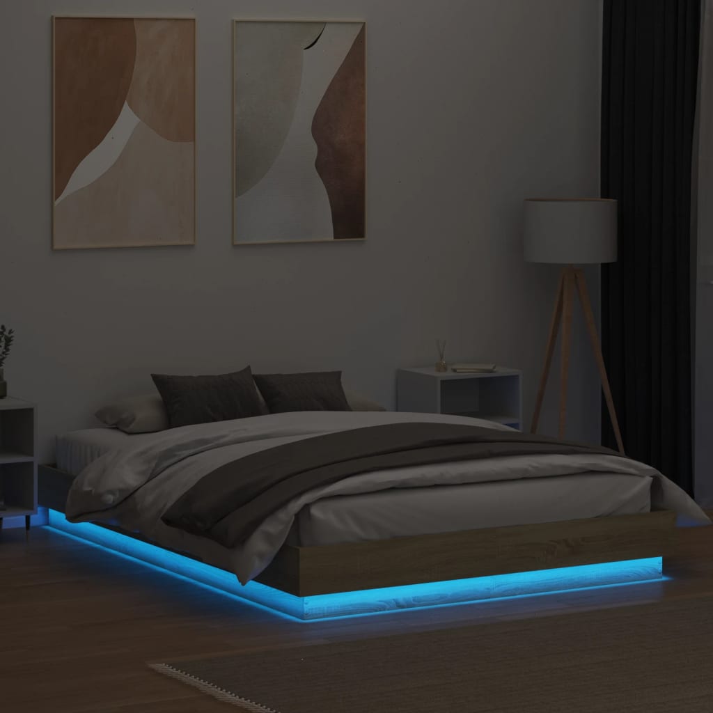 Cadre de lit avec LED sans matelas chêne sonoma 160x200 cm - XIOS