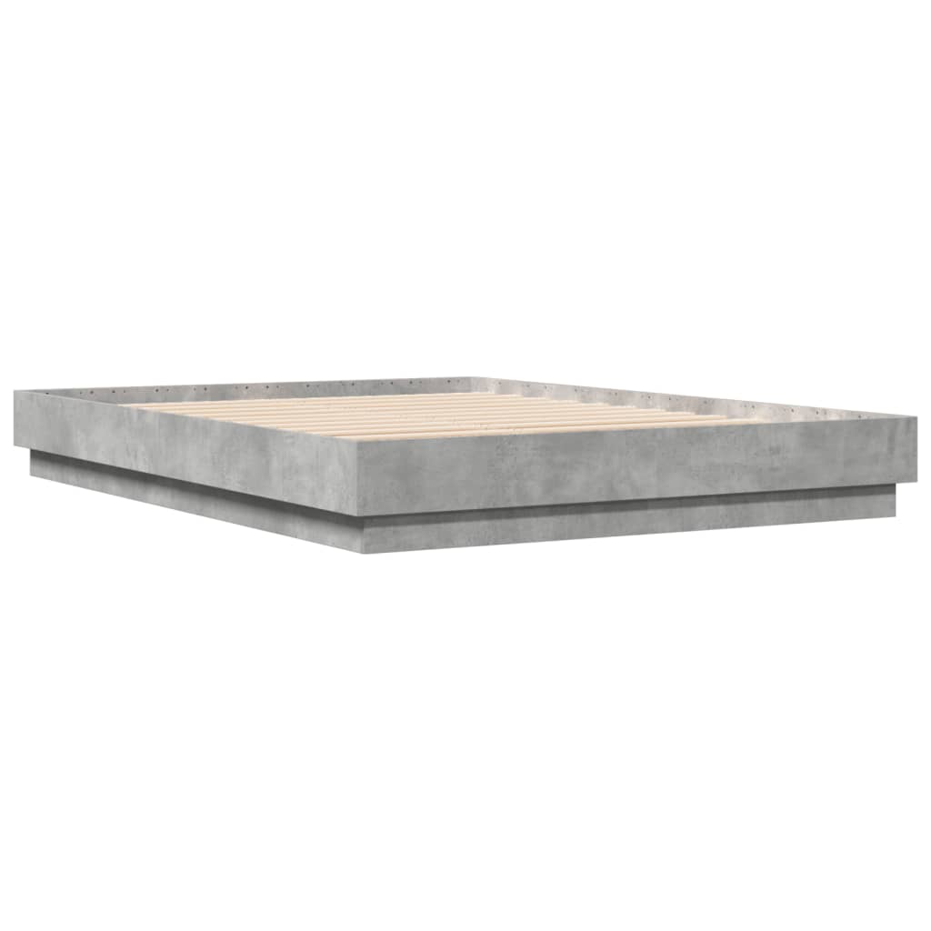 Cadre de lit avec LED sans matelas gris béton 160x200 cm - XIOS