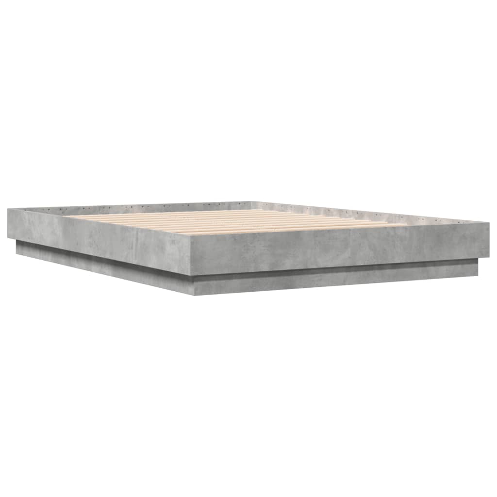 Cadre de lit avec LED sans matelas gris béton 160x200 cm - XIOS