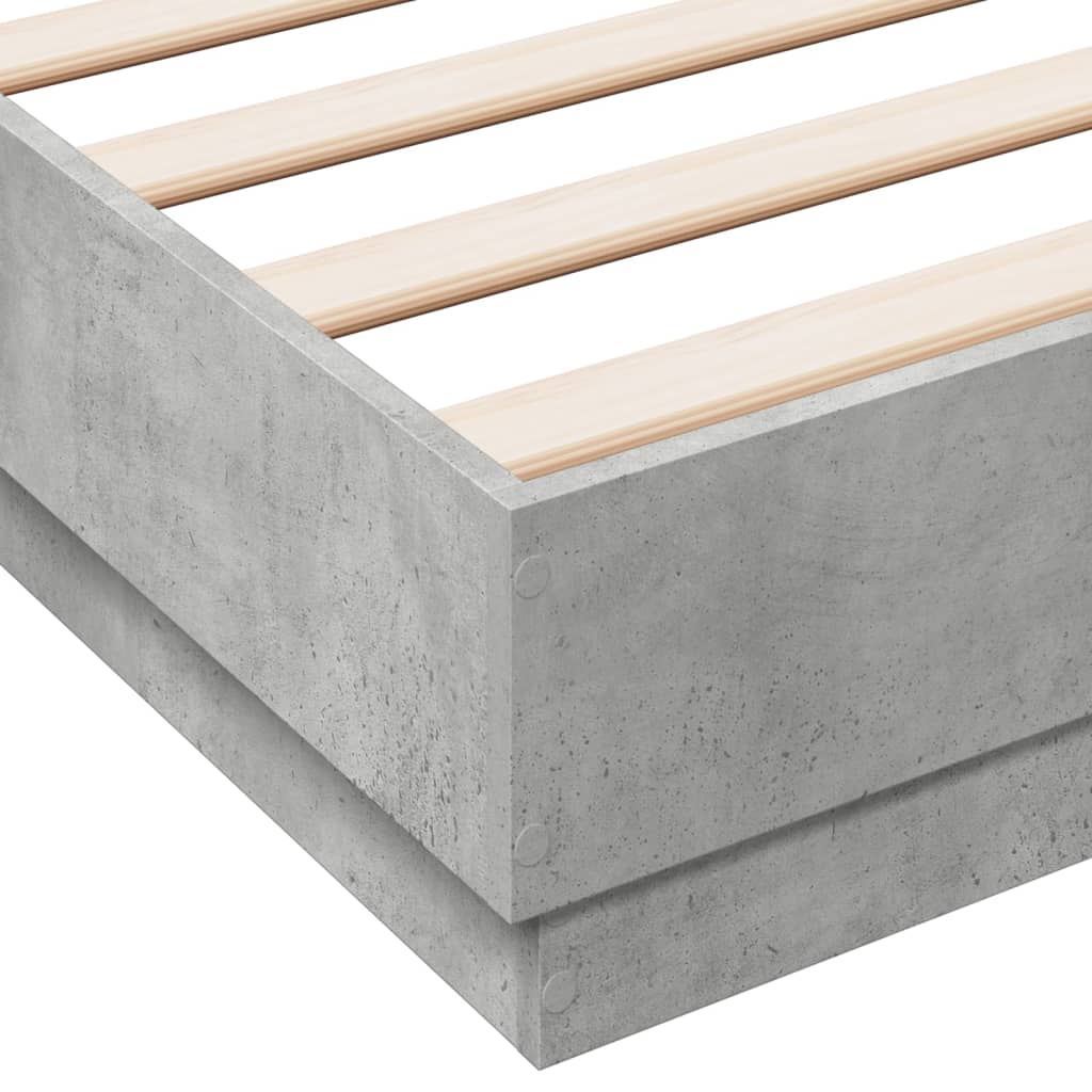 Cadre de lit avec LED sans matelas gris béton 160x200 cm - XIOS