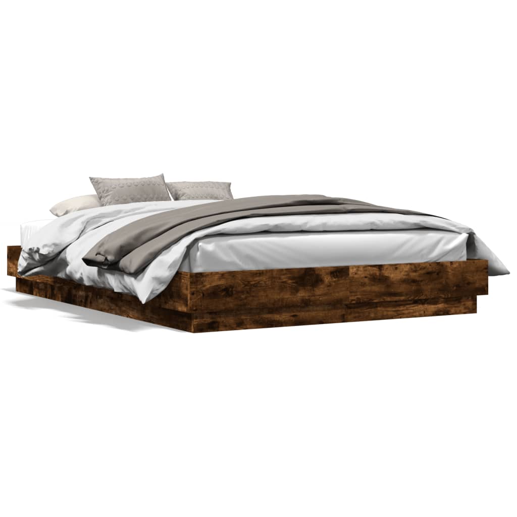 Cadre de lit avec LED sans matelas chêne fumé 160x200 cm - XIOS