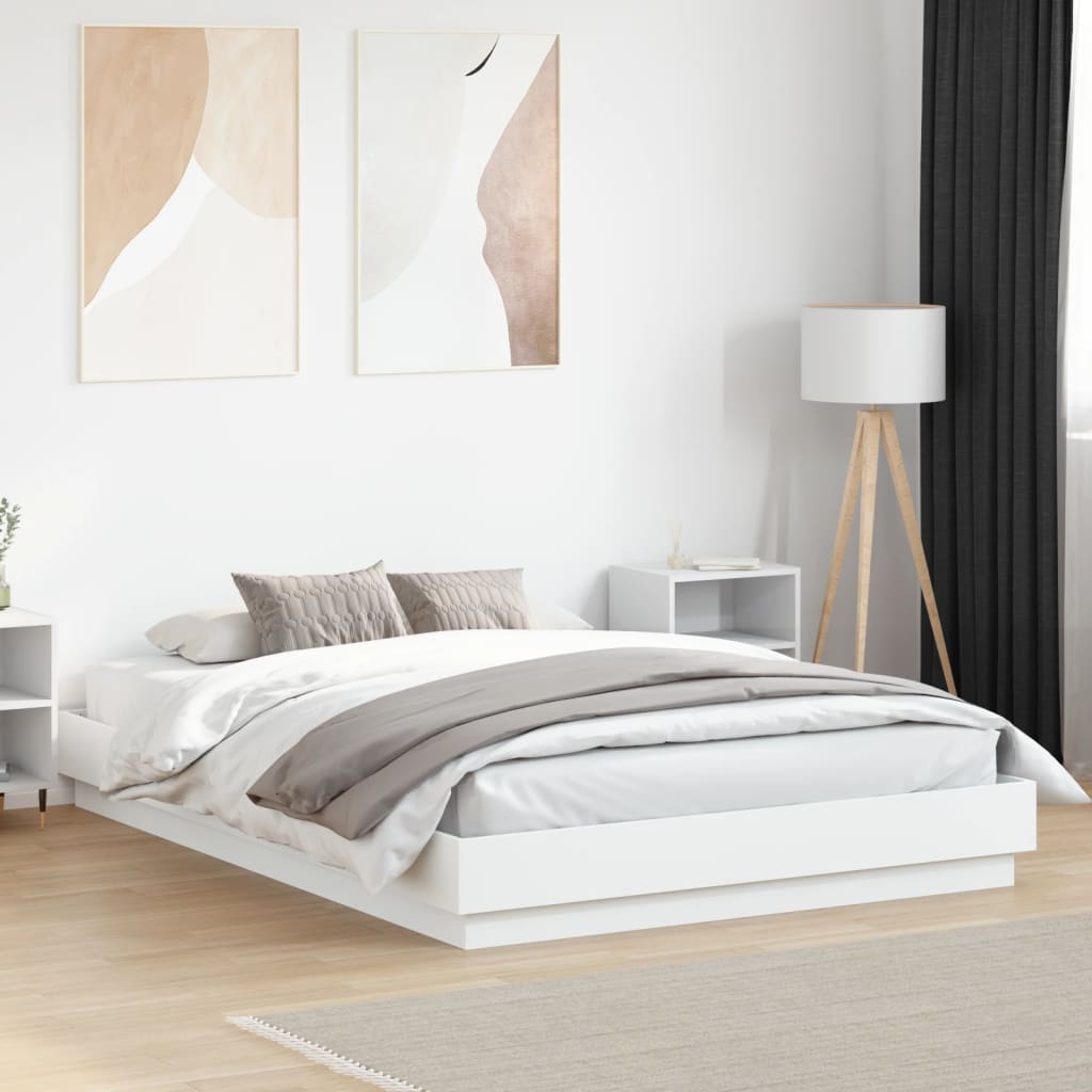 Cadre de lit avec LED sans matelas blanc 150x200 cm - XIOS