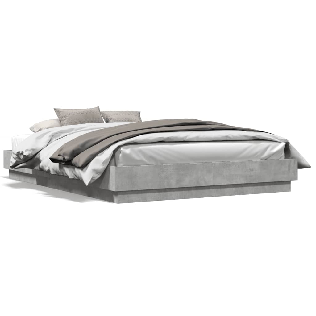 Cadre de lit avec LED sans matelas gris béton 150x200 cm - XIOS