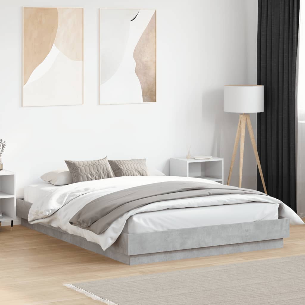 Cadre de lit avec LED sans matelas gris béton 150x200 cm - XIOS