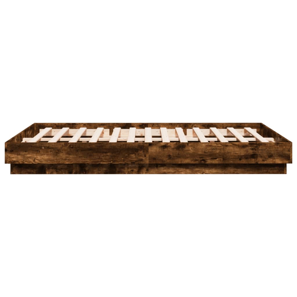 Cadre de lit avec LED sans matelas chêne fumé 140x200 cm - XIOS