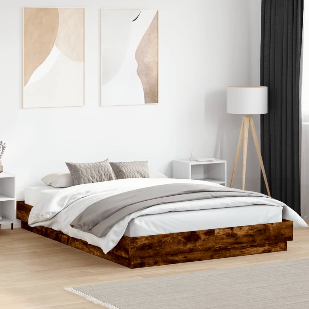 Cadre de lit avec LED sans matelas chêne fumé 140x200 cm - XIOS