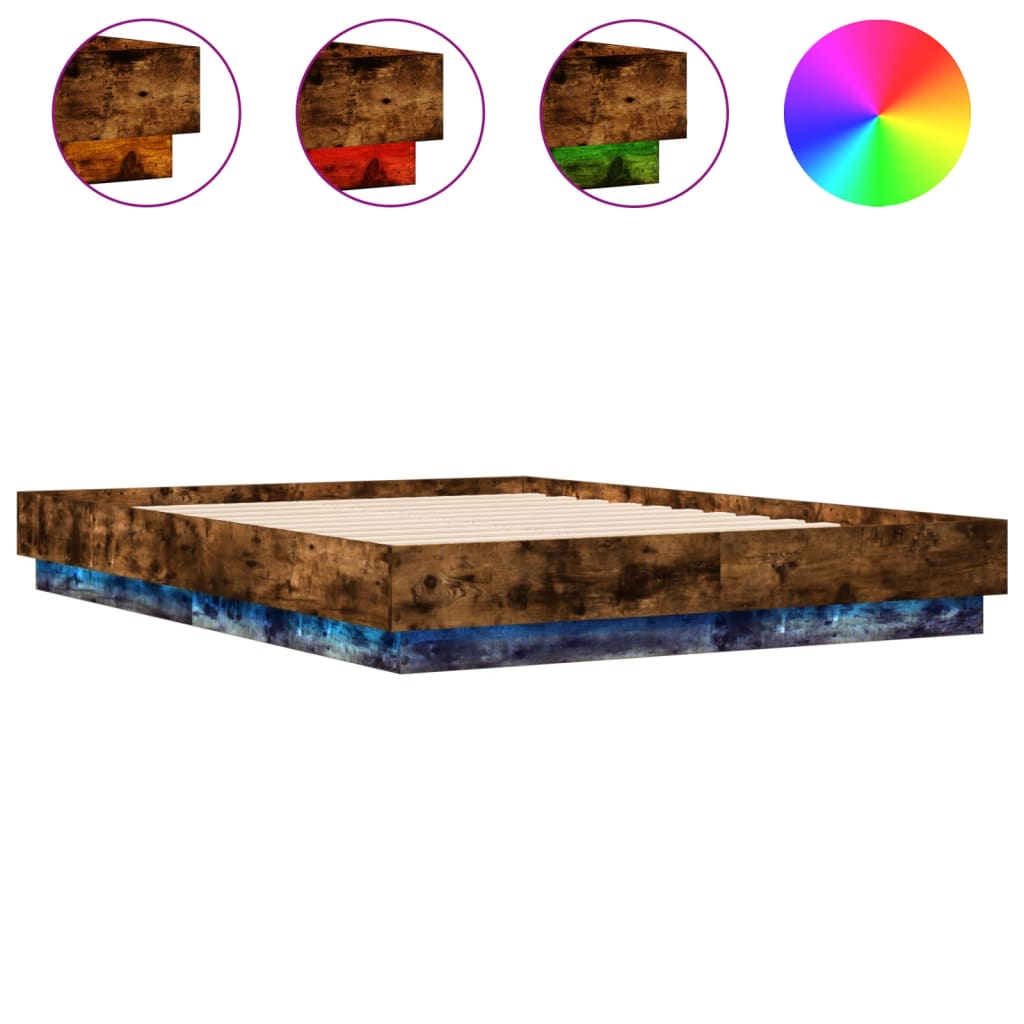 Cadre de lit avec LED sans matelas chêne fumé 120x190 cm - XIOS