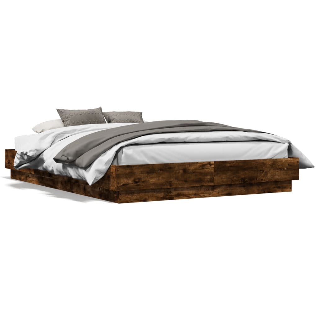 Cadre de lit avec LED sans matelas chêne fumé 120x190 cm - XIOS
