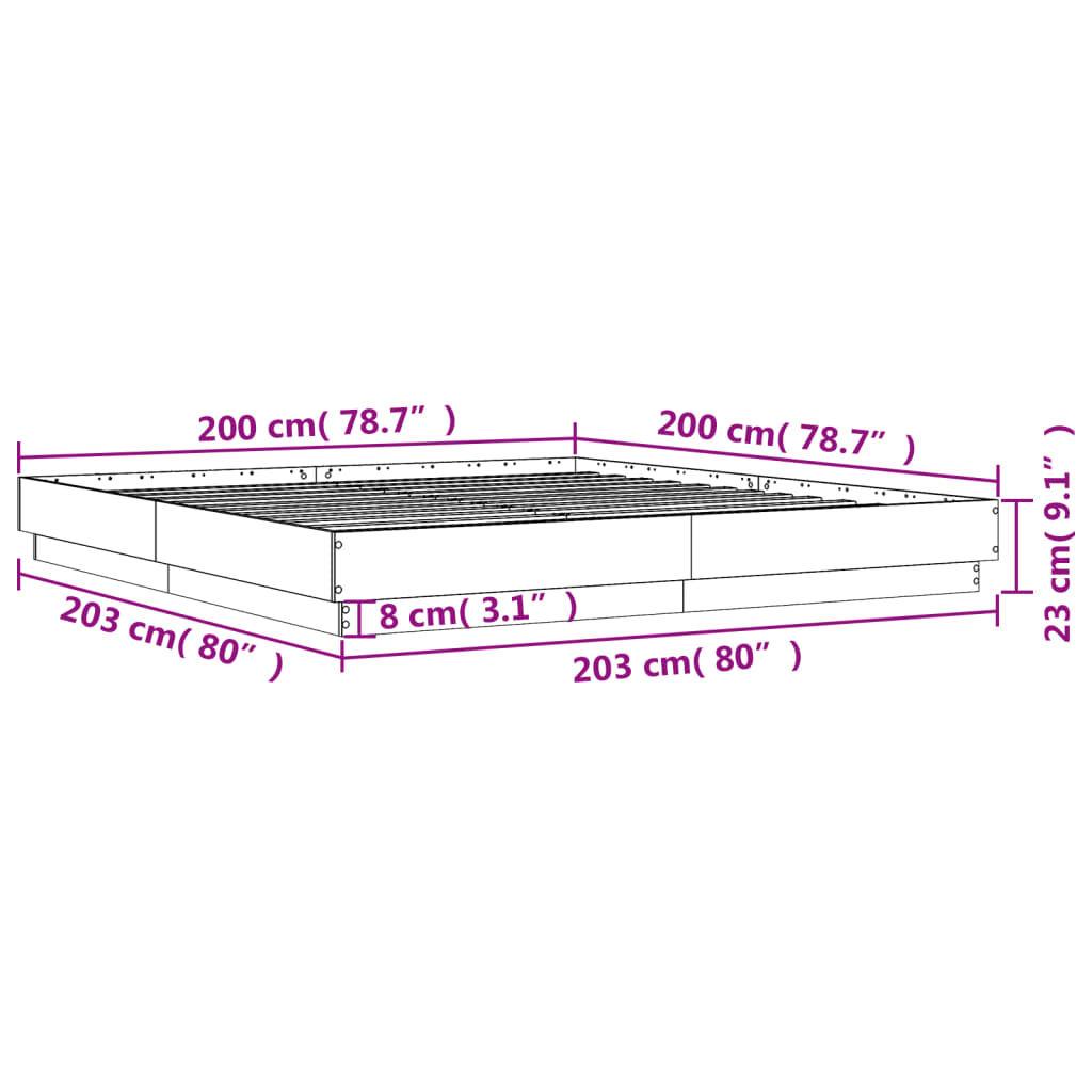 Cadre de lit sans matelas chêne sonoma 200x200 cm - XIOS
