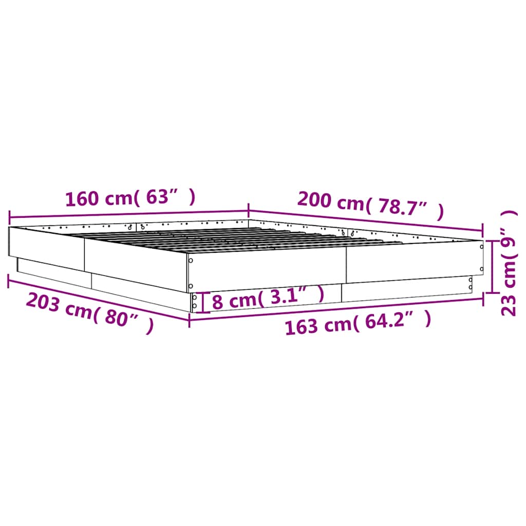 Cadre de lit sans matelas chêne sonoma 160x200 cm - XIOS