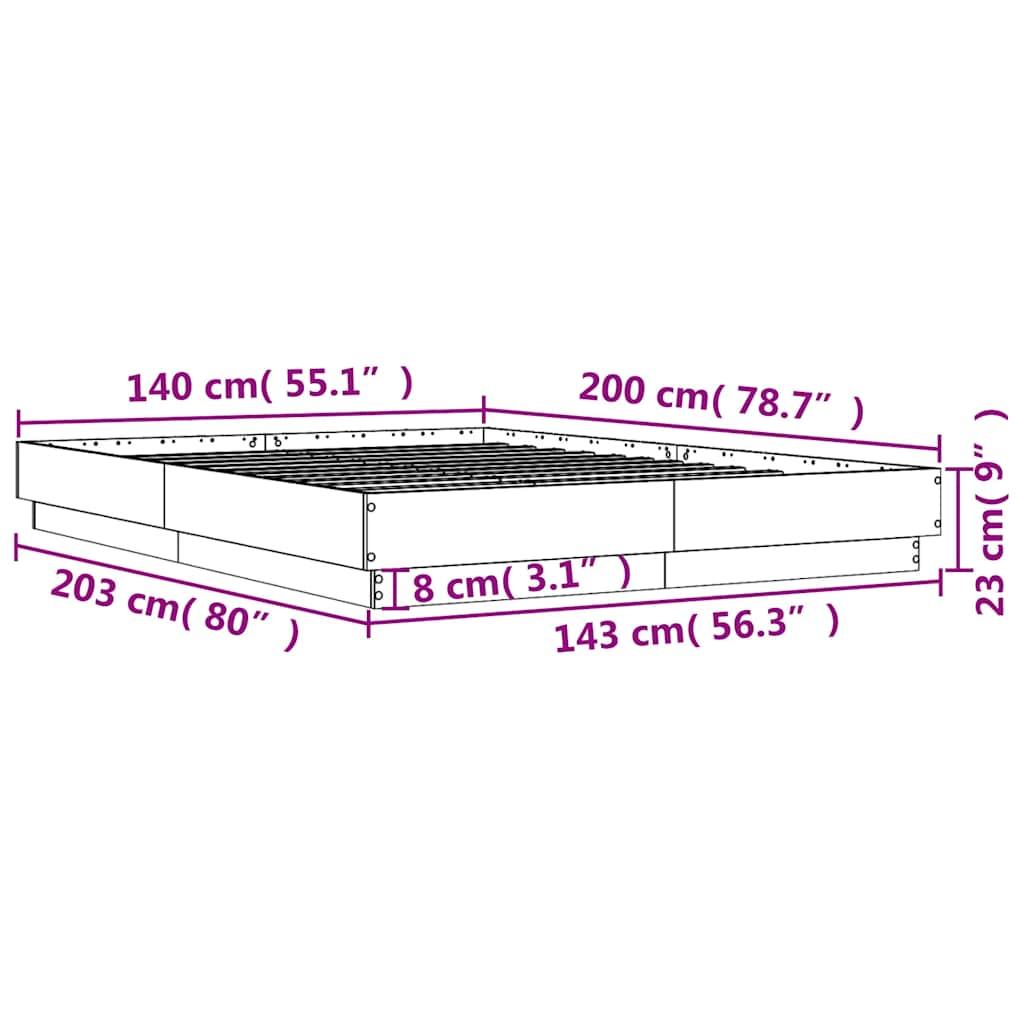 Cadre de lit sans matelas chêne sonoma 140x200 cm - XIOS