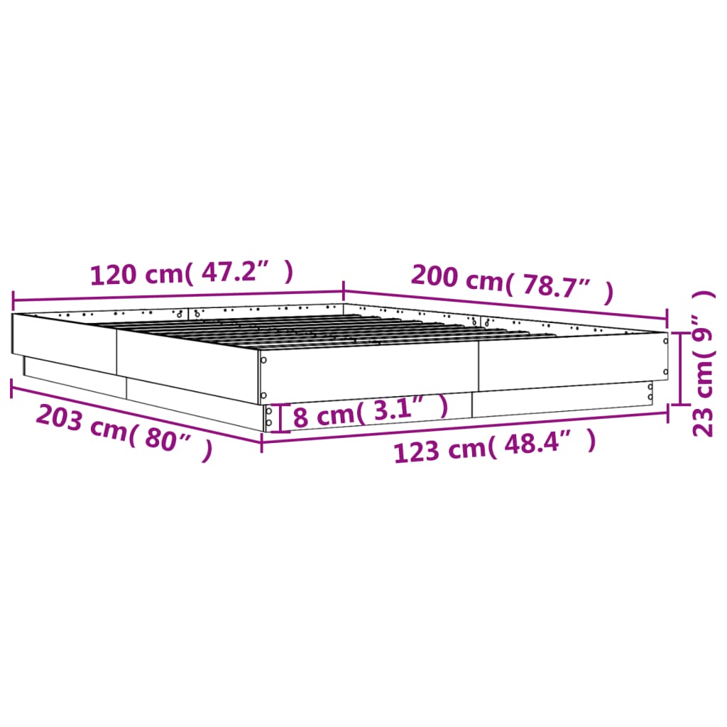 Cadre de lit sans matelas chêne sonoma 120x200 cm - XIOS