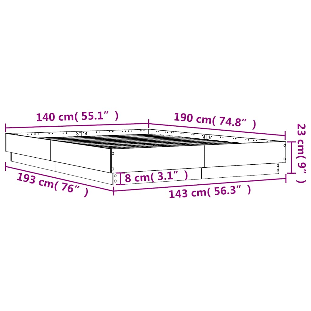 Cadre de lit sans matelas blanc 140x190 cm - XIOS