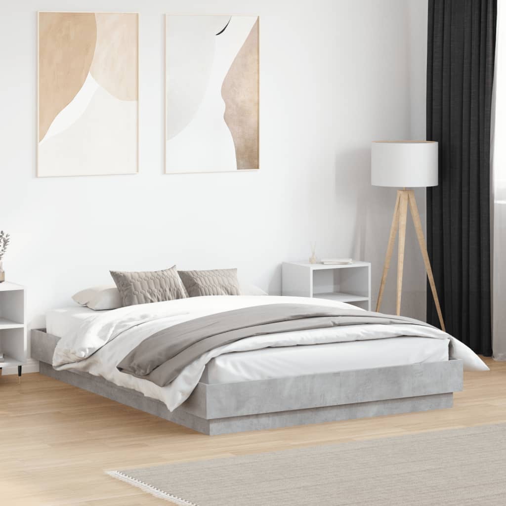 Cadre de lit sans matelas gris béton 135x190 cm - XIOS