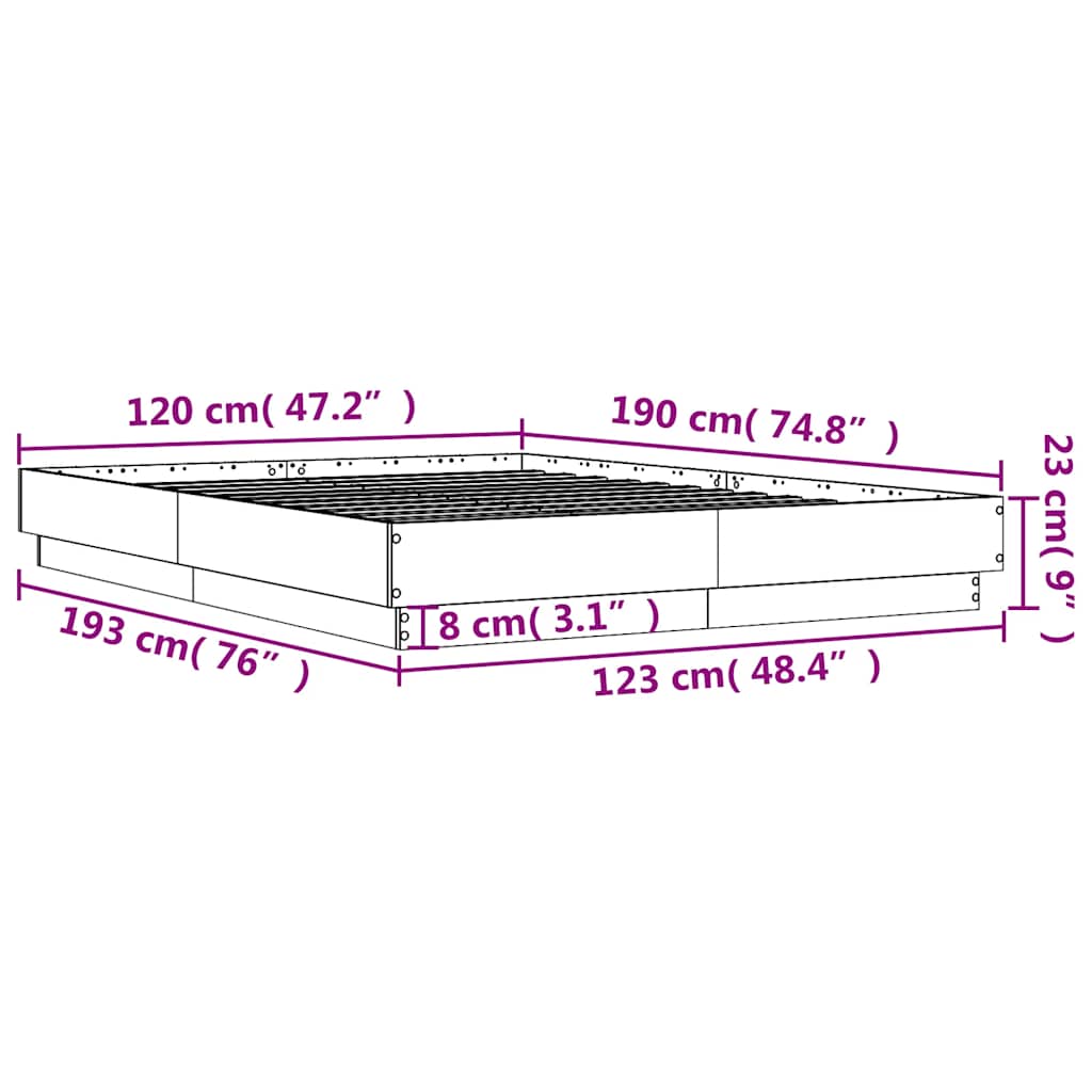 Cadre de lit sans matelas chêne sonoma 120x190 cm - XIOS