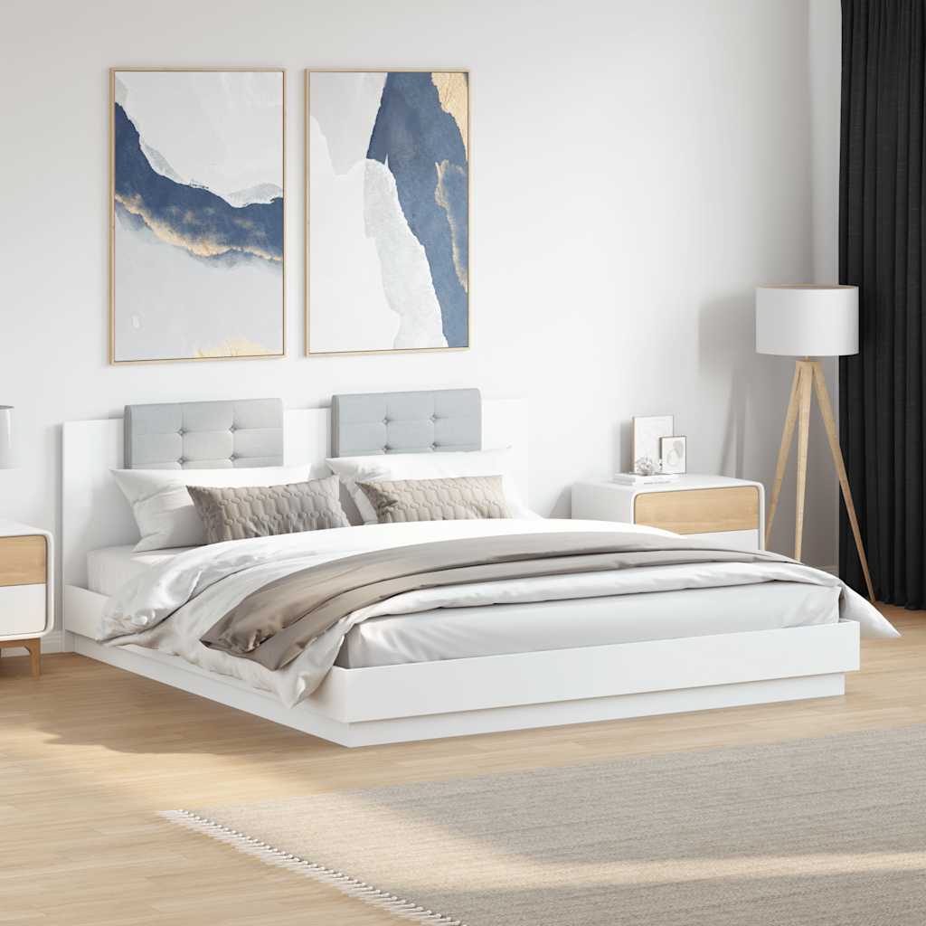 Cadre de lit sans matelas blanc 200x200 cm