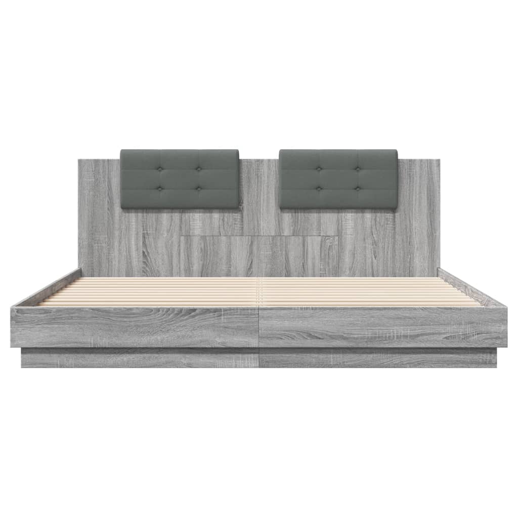 Cadre de lit sans matelas sonoma gris 200x200 cm