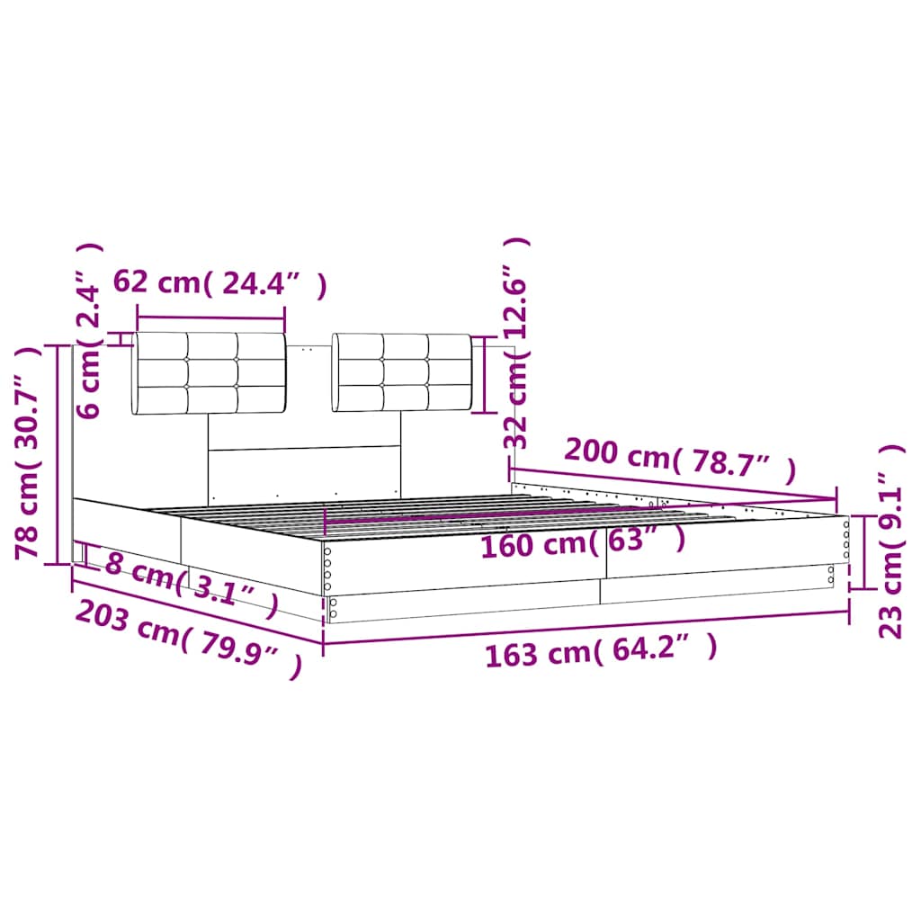 Cadre de lit sans matelas blanc 160x200 cm - XIOS