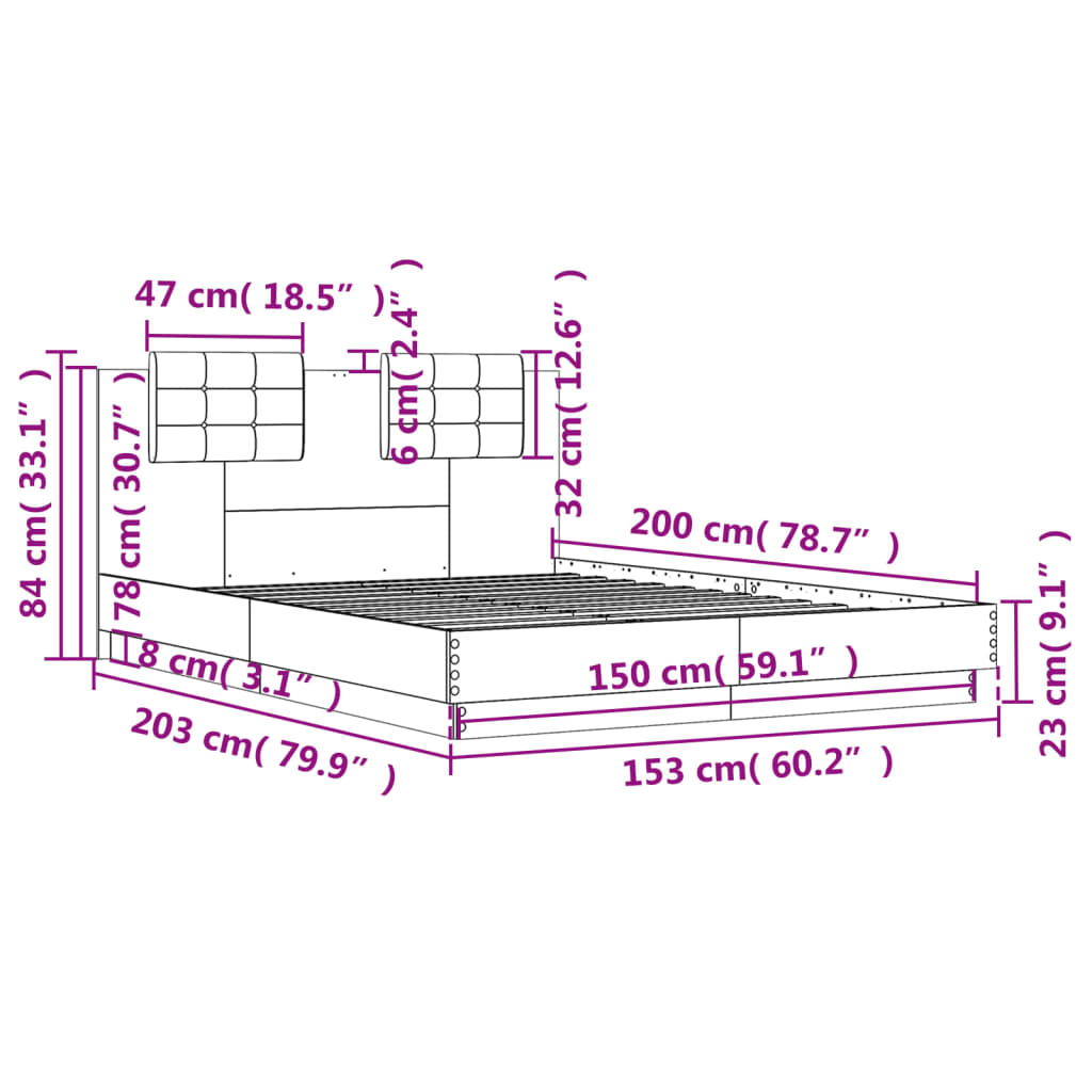 Cadre de lit sans matelas chêne sonoma 150x200 cm - XIOS