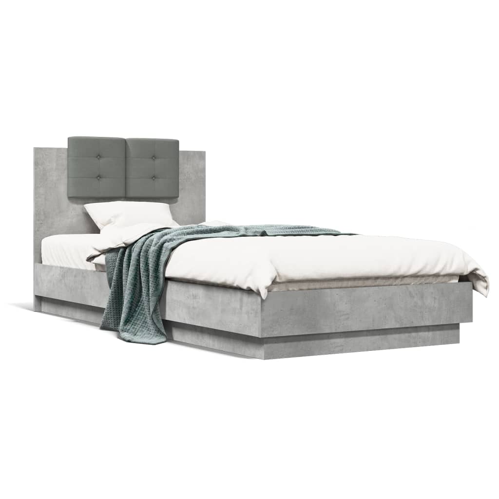 Cadre de lit sans matelas gris béton 100x200 cm - XIOS