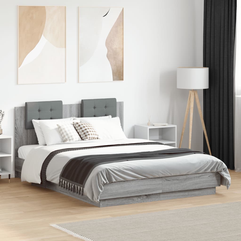 Cadre de lit sans matelas sonoma gris 135x190 cm - XIOS