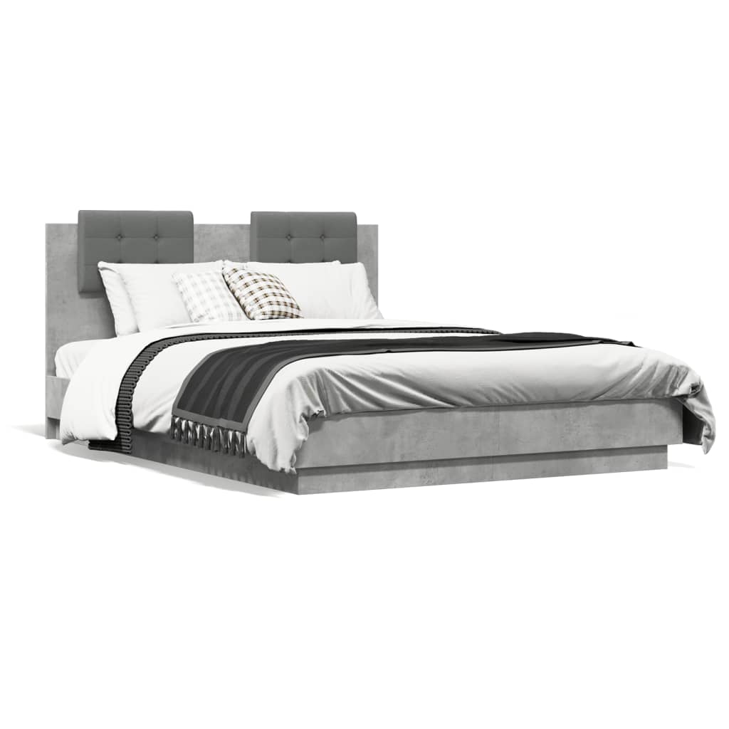 Cadre de lit sans matelas gris béton 120x190 cm - XIOS