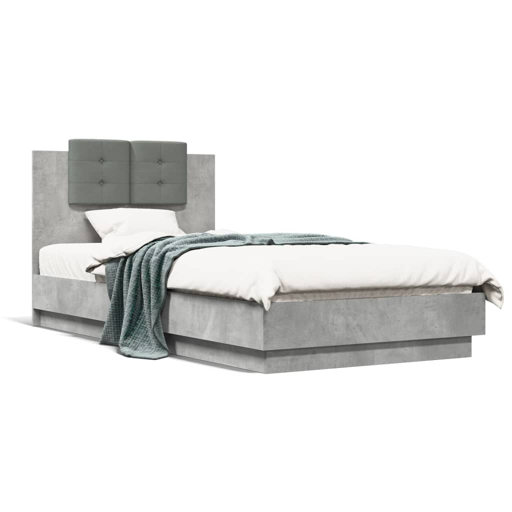 Cadre de lit sans matelas gris béton 90x190 cm - XIOS