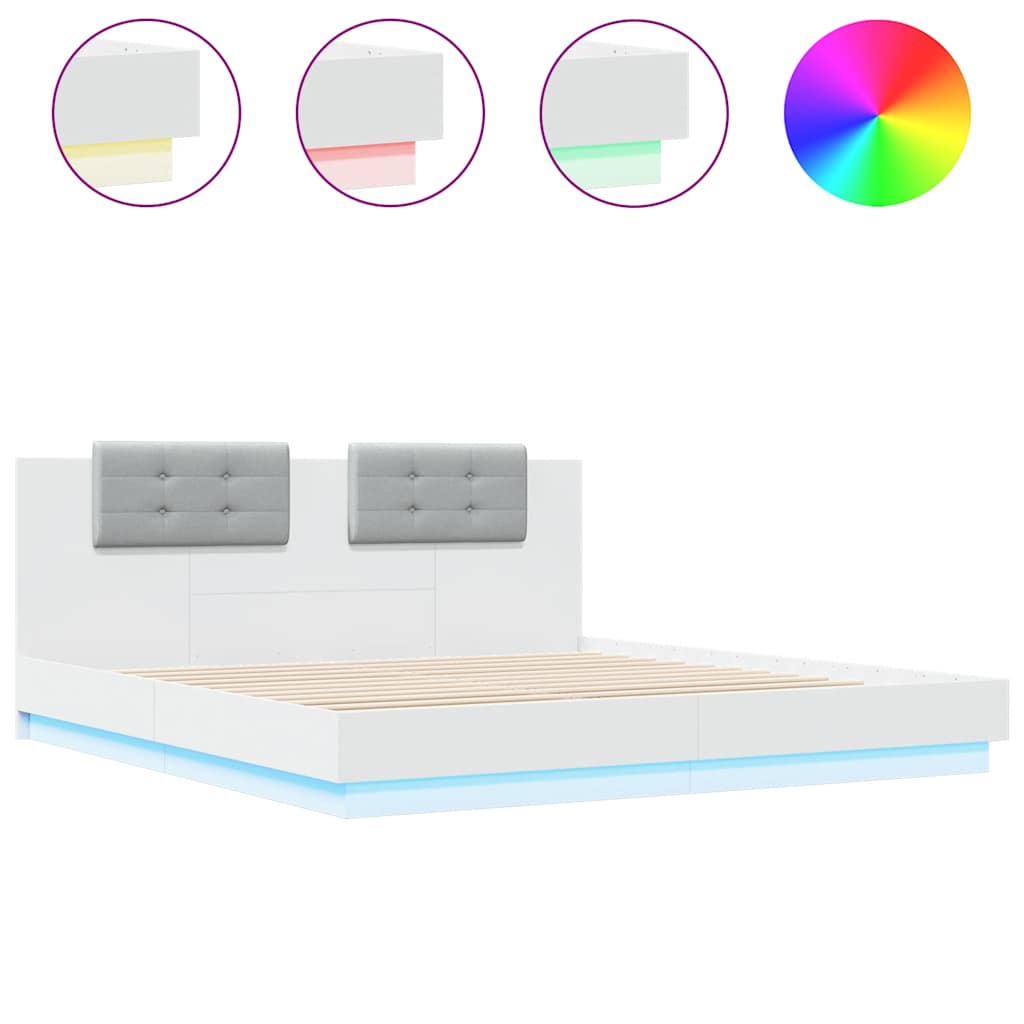 Cadre de lit avec LED sans matelas blanc 180x200 cm - XIOS