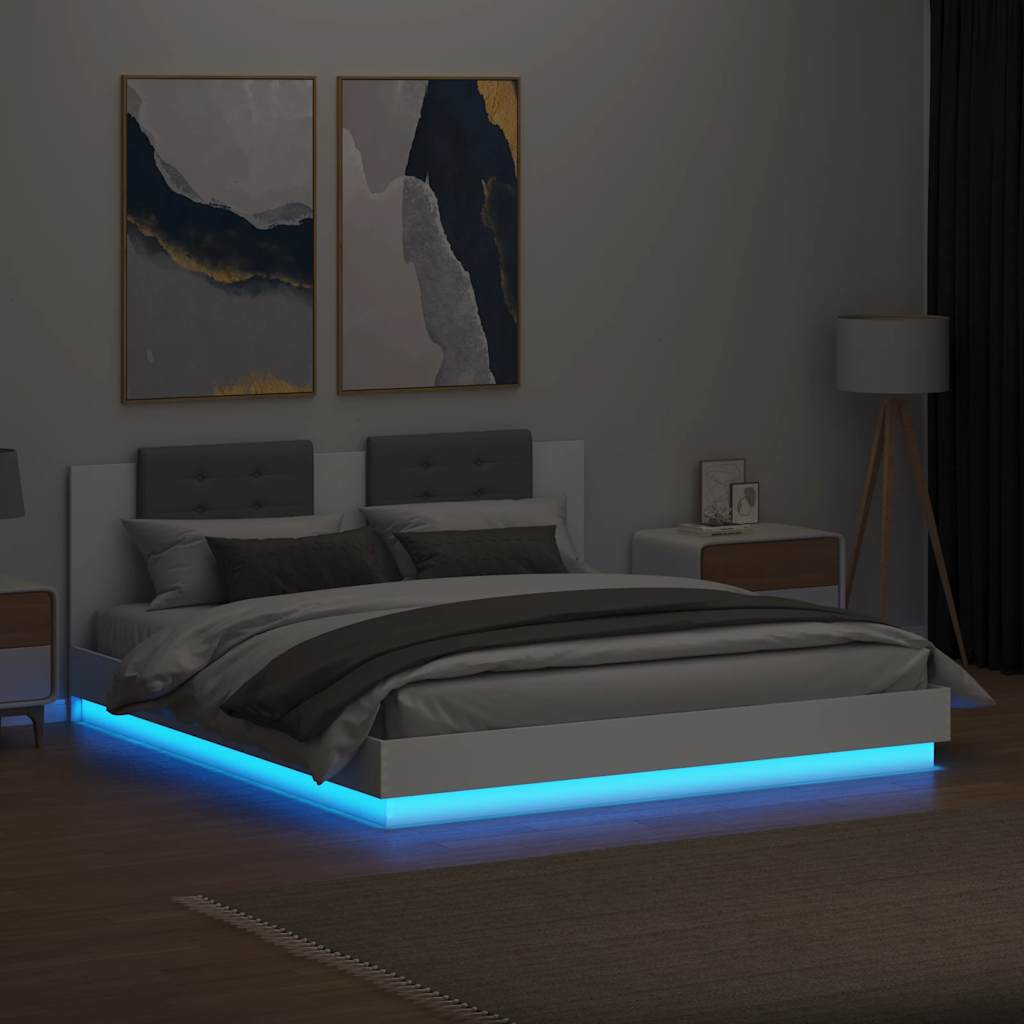 Cadre de lit avec LED sans matelas blanc 180x200 cm - XIOS