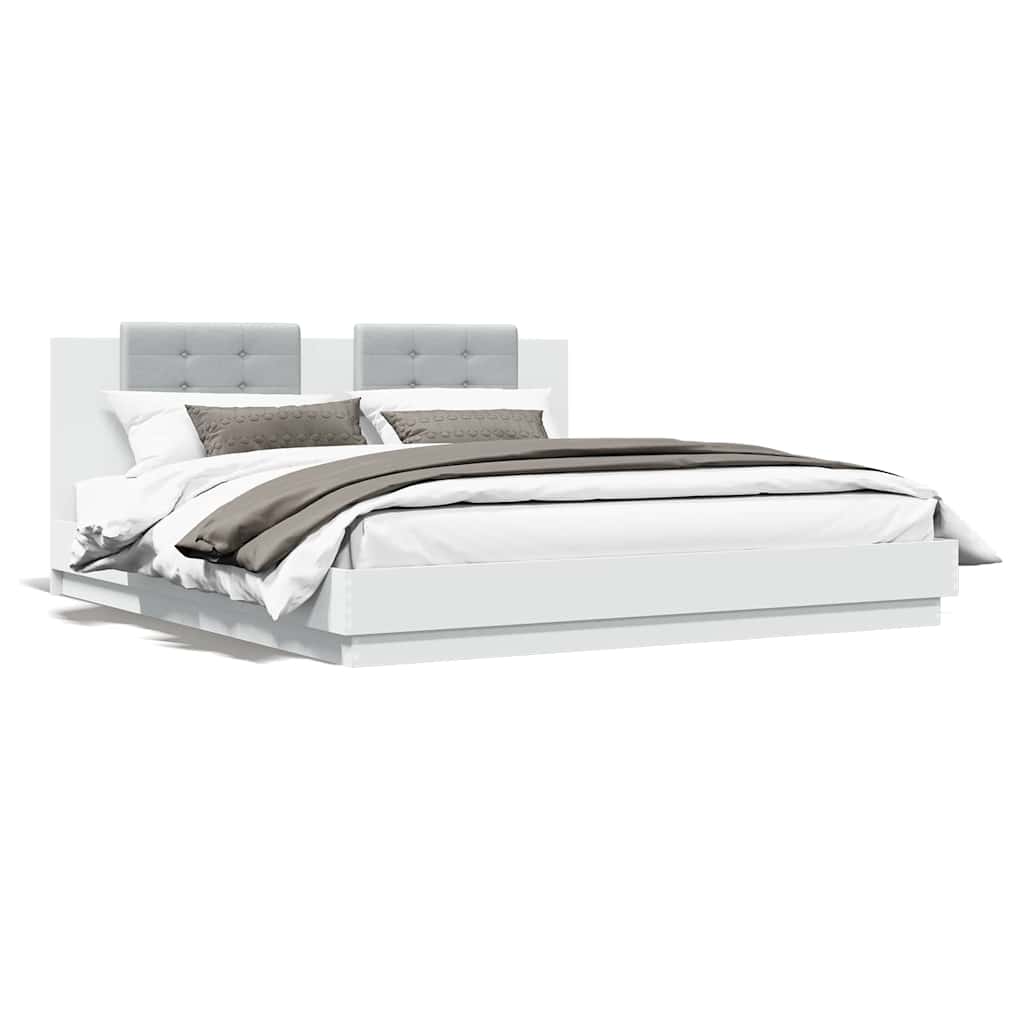 Cadre de lit avec LED sans matelas blanc 180x200 cm - XIOS