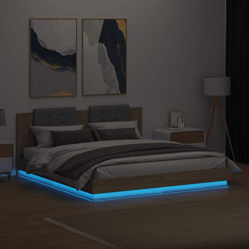 Cadre de lit avec LED sans matelas chêne sonoma 180x200 cm - XIOS