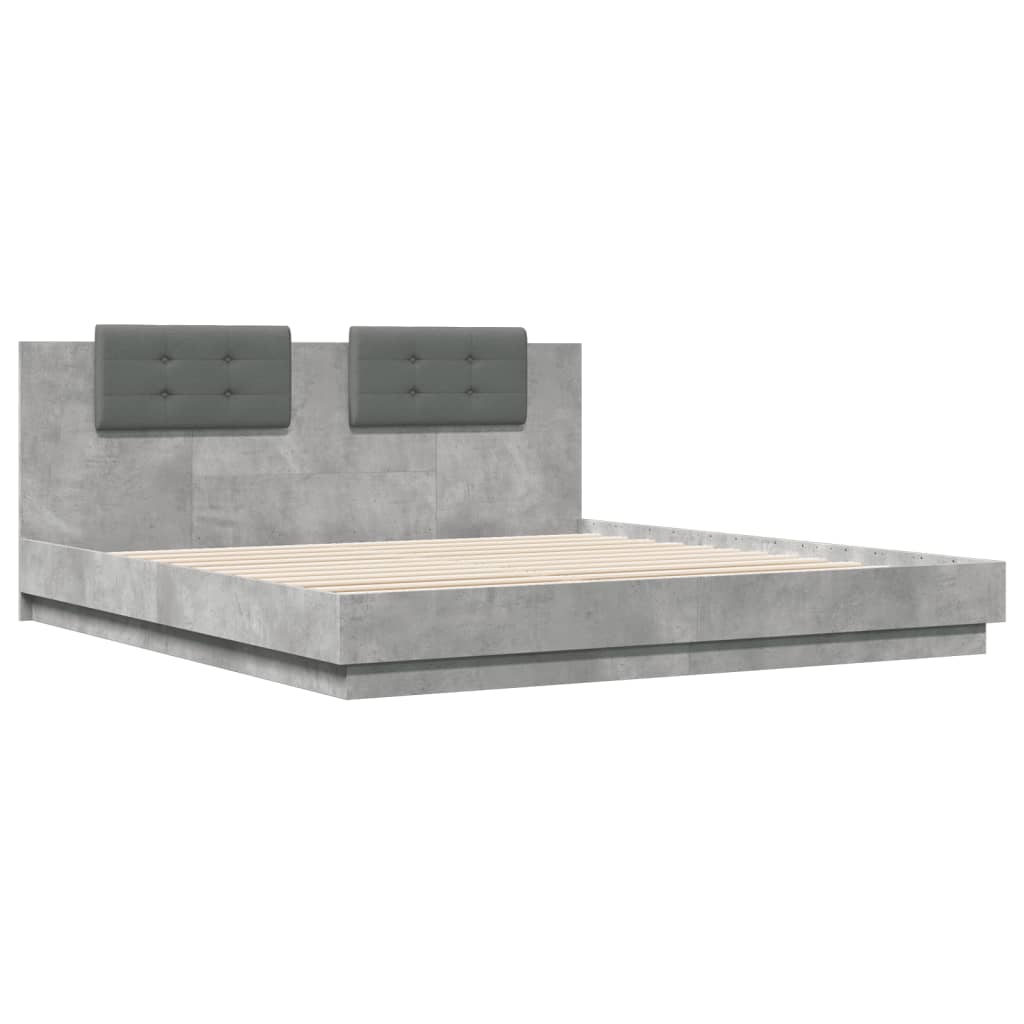 Cadre de lit avec LED sans matelas gris béton 180x200 cm - XIOS