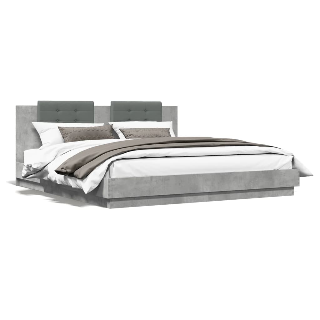 Cadre de lit avec LED sans matelas gris béton 180x200 cm - XIOS