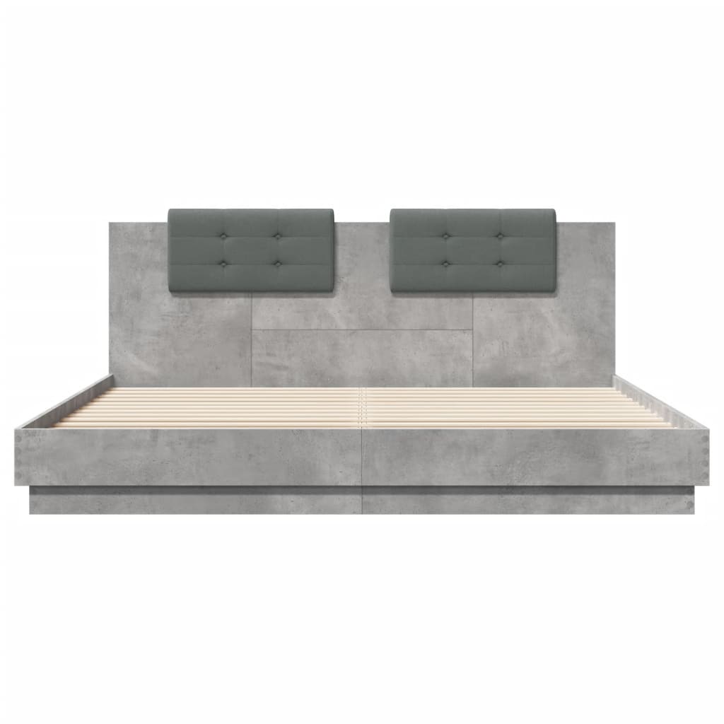 Cadre de lit avec LED sans matelas gris béton 180x200 cm - XIOS