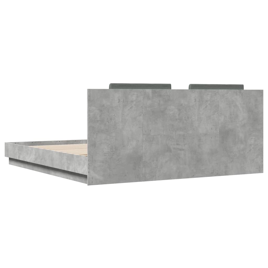 Cadre de lit avec LED sans matelas gris béton 180x200 cm - XIOS