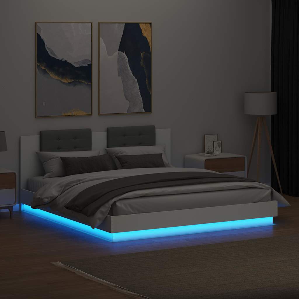 Cadre de lit avec LED sans matelas blanc 160x200 cm - XIOS