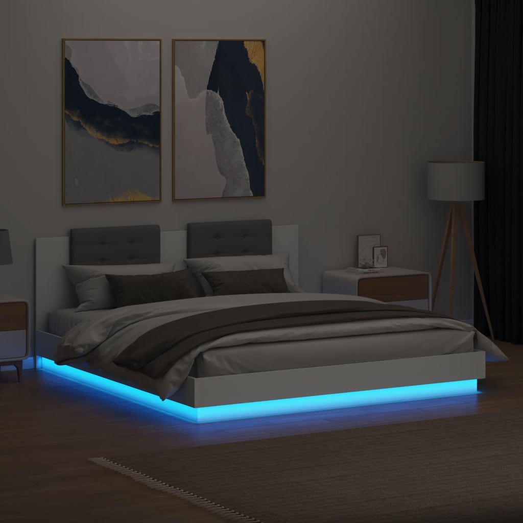 Cadre de lit avec LED sans matelas blanc 160x200 cm - XIOS
