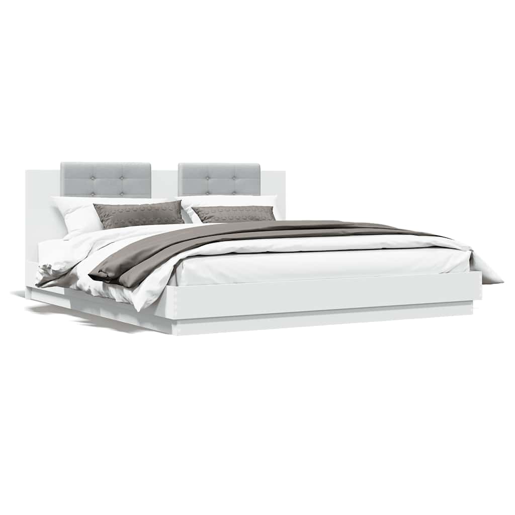 Cadre de lit avec LED sans matelas blanc 160x200 cm - XIOS
