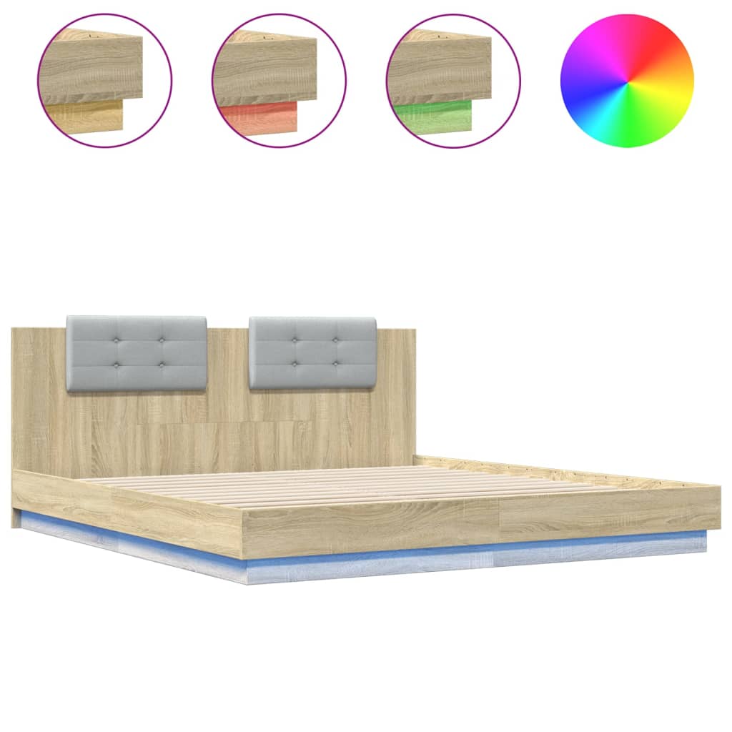Cadre de lit avec LED sans matelas chêne sonoma 160x200 cm - XIOS